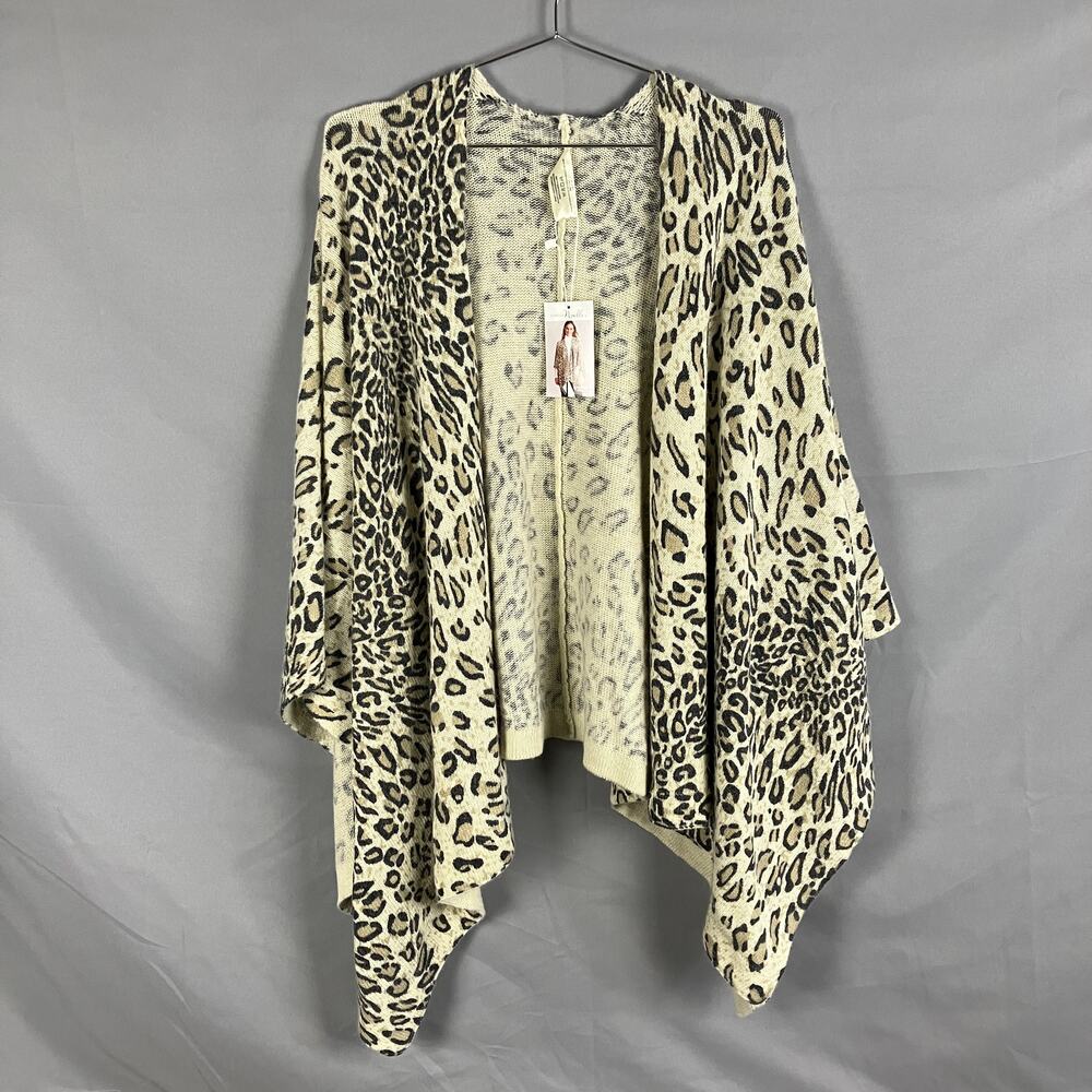 Simply Noelle Leopard Wool Blend Shawl Women OS Wrap Animal Print Boho